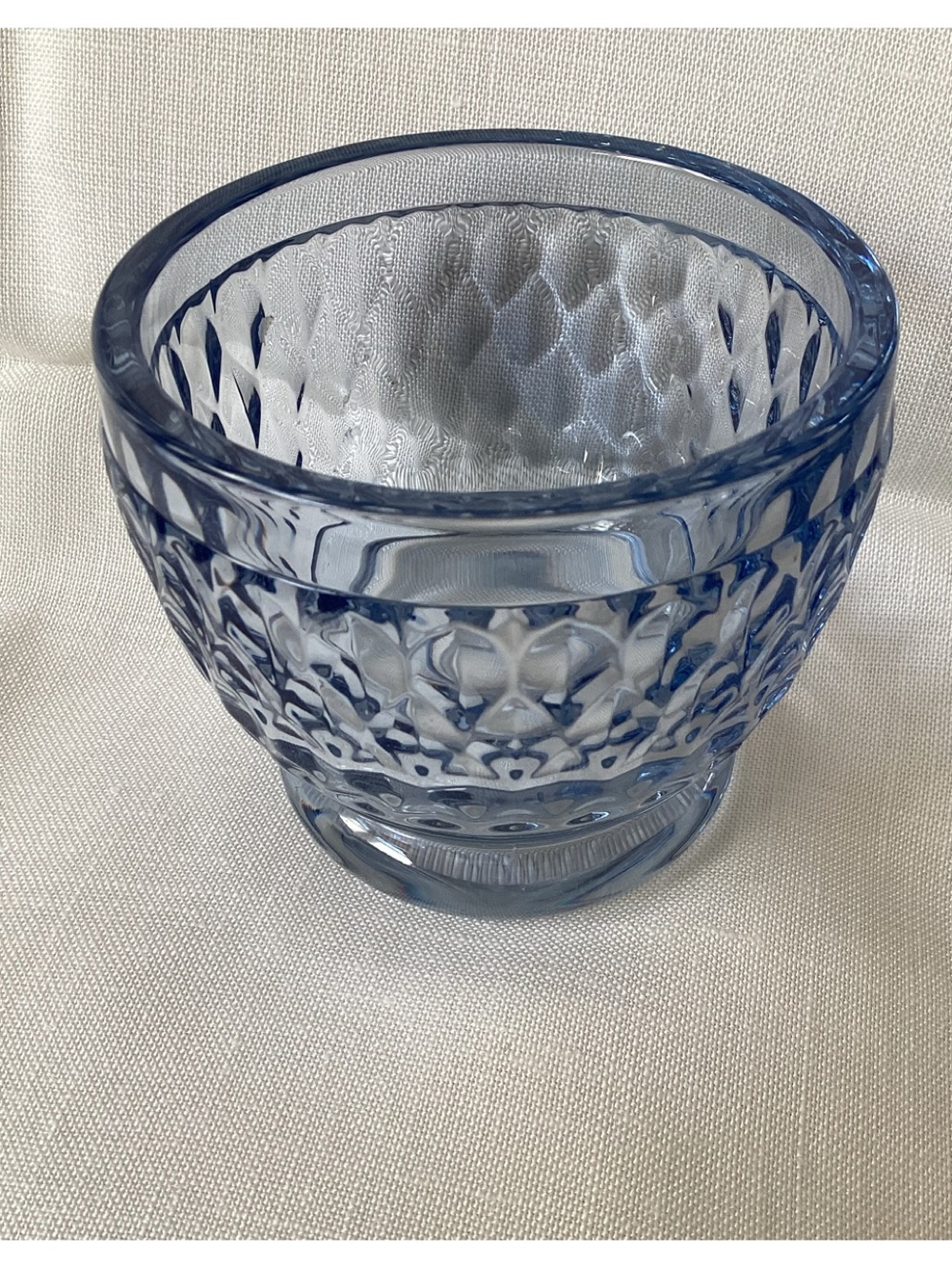 Blue Pressed Glass  candle holder - Unbranded